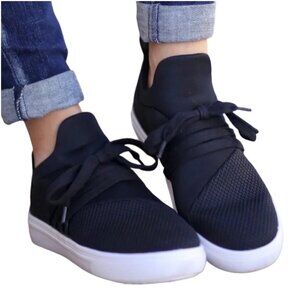 Steve Madden Lancer Lace-Up Platform Mesh Fashion Sneakers US 9.5 Comfort Black